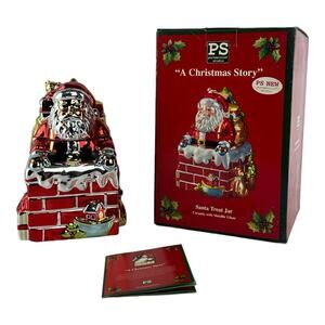 Portmeirion Studio A Christmas Story Santa Treat Jar Ceramic Metallic Glaze